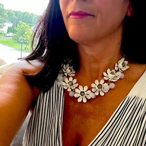 J.Crew White flower metal necklace